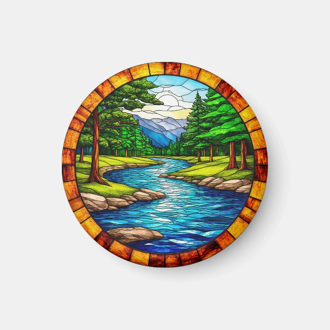 Landschaftliche Fluss- und Waldlandschaft Magnet (Vorne)