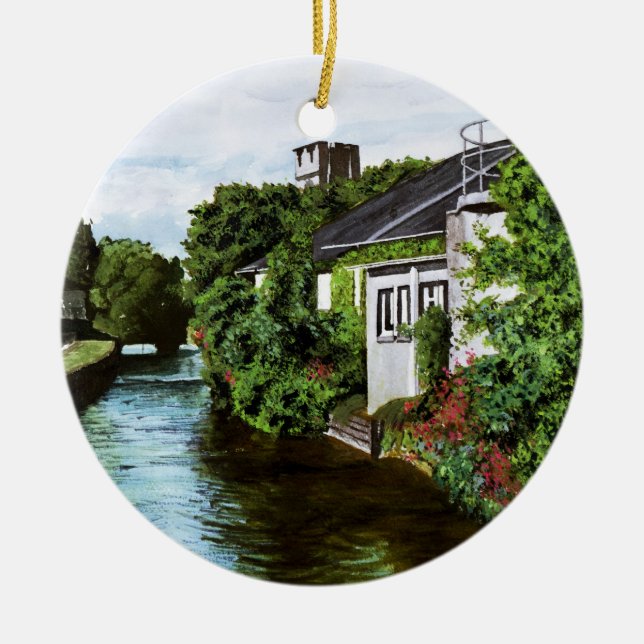 Landschaftliche Galway City Irland Canal View Kera Keramik Ornament (Vorne)