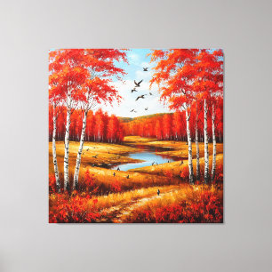 Landschaftliche Herbstlandschaft mit lebhaften Fol Leinwanddruck