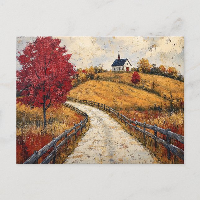 Landschaftliche Herbstlandschaft Rustikal Postkarte (Vorderseite)