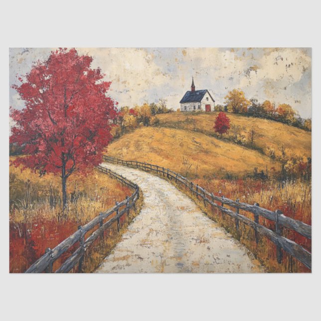 Landschaftliche Herbstlandschaft Rustikale Enttäus Seidenpapier (Vorderseite)