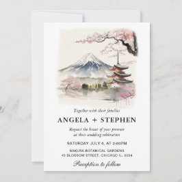 Landschaftliche Hochzeit mit japanischem Fuji und  Einladung