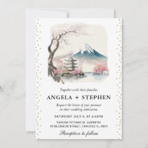 Landschaftliche Hochzeit mit japanischem Fuji und