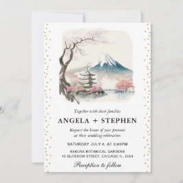 Landschaftliche Hochzeit mit japanischem Fuji und  Einladung