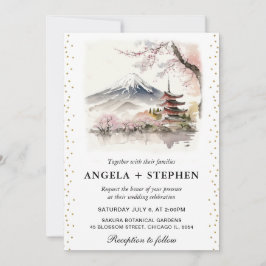 Landschaftliche Hochzeit mit japanischem Fuji und  Einladung