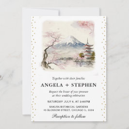 Landschaftliche Hochzeit mit japanischem Fuji und  Einladung