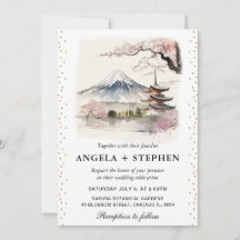 Landschaftliche Hochzeit mit japanischem Fuji und