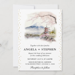 Landschaftliche Hochzeit mit japanischem Fuji und  Einladung