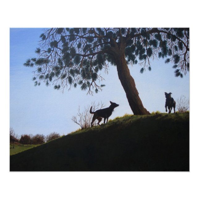 landschaftliche Hunde in Vollfarbe Poster (Vorderseite)