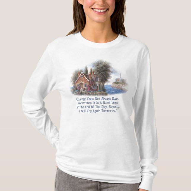 Landschaftliche Hütte und Leuchtturm T-Shirt (Vorderseite)