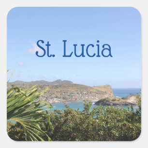 Landschaftliche Karibikinsel Saint Lucia Quadratischer Aufkleber