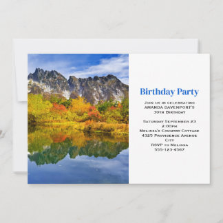 Landschaftliche Landschaft Bergsee Wald Geburtstag Einladung