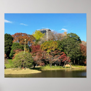 Landschaftliche Landschaft mit Herbstfarbe Poster