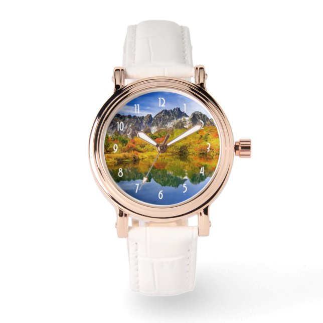Landschaftliche Landschaftswälder und Berge Armbanduhr (Vorderseite)