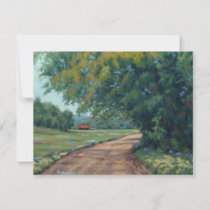 Landschaftliche Landstraße mit Roter Scheune und B Karte