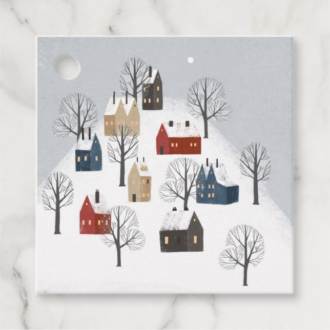 Landschaftliche Landwinterszene Antike Zuhause Geschenkanhänger (Vorderseite)