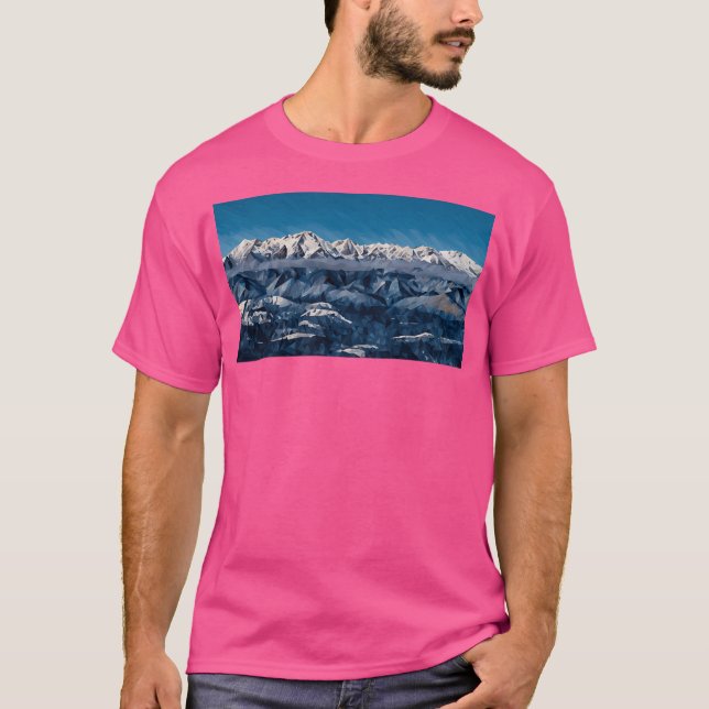 Landschaftliche olympische Berge (Poly Art) T-Shirt (Vorderseite)
