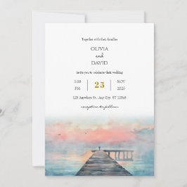 Landschaftliche Pastel Dawn Angeln Pier Art Beach  Einladung