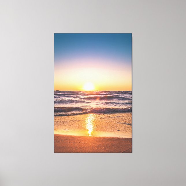 Landschaftliche Sicht auf das Meer bei Sonnenunter Leinwanddruck (Vorderseite)
