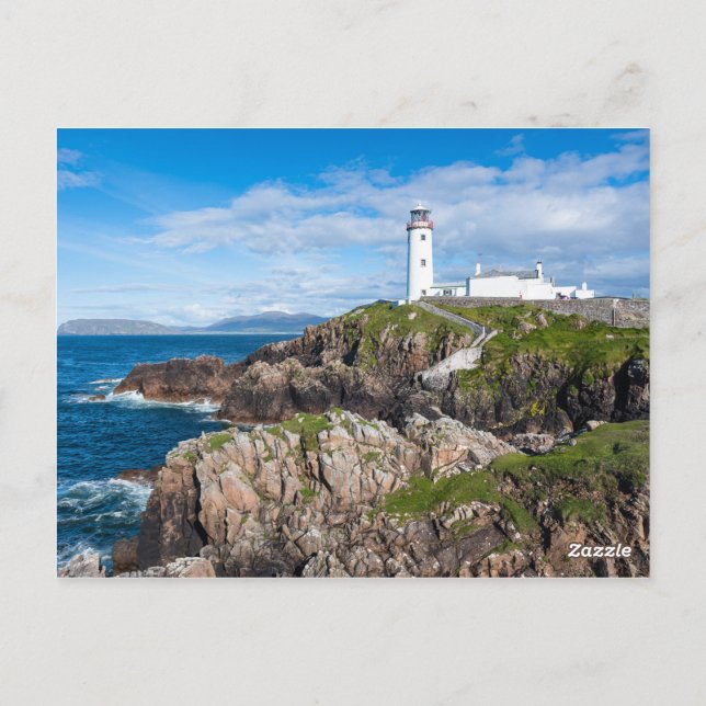 Landschaftliche Sicht auf den Leuchtturm von Fanad Postkarte (Rückseite)