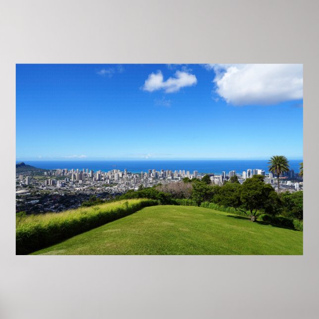 Landschaftliche Sicht auf Honolulu Hawaii Poster (Vorne)