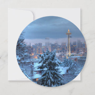 Landschaftliche Sicht auf Snowy Seattle Feiertagskarte