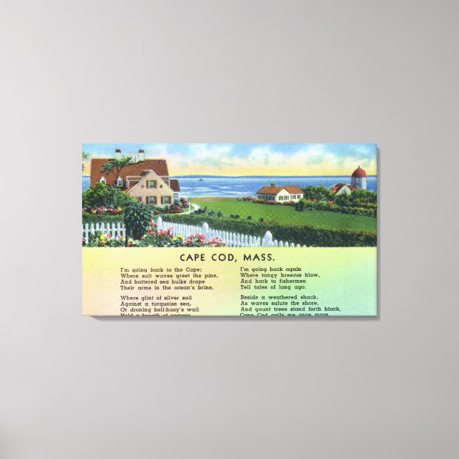 Landschaftliche Sicht auf Zuhause mit Gedicht Leinwanddruck (Vorderseite)
