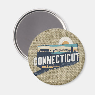 Landschaftliche Silhouette Retro Connecticut Magnet