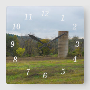 Landschaftliche Silo-Uhr Quadratische Wanduhr