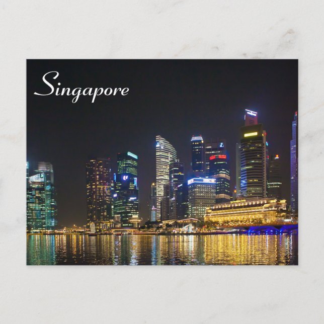 Landschaftliche Singapur Skyline Postkarte (Vorderseite)