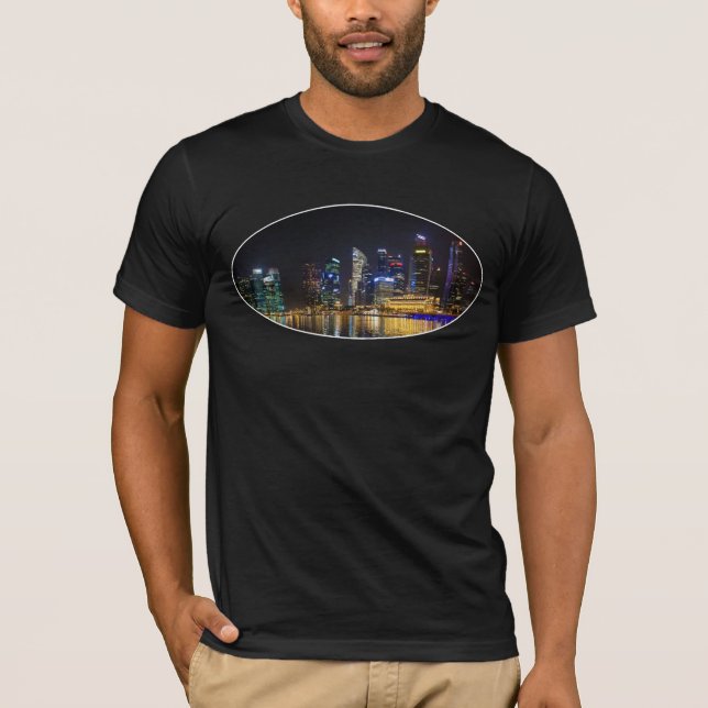 Landschaftliche Singapur Skyline T-Shirt (Vorderseite)