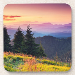 Landschaftliche Sonnenuntergänge Jungle Pines fall Getränkeuntersetzer