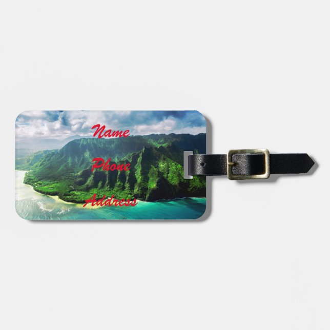 Landschaftliche Tropische Kauai Hawaii Gepäckanhänger (Vorderseite horizontal)