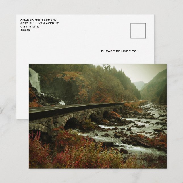 Landschaftliche Wasserfälle und Wälder Postkarte (Vorne/Hinten)
