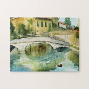 Landschaftliche Wasserfarbe der Canal Bridge