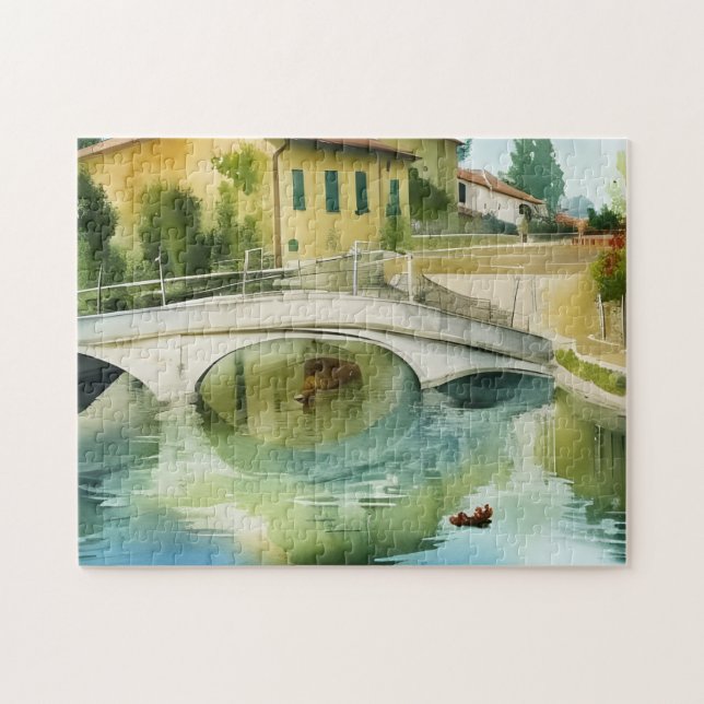 Landschaftliche Wasserfarbe der Canal Bridge (Horizontal)