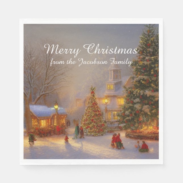 Landschaftliche Weihnachtsbäume im malerischen Dor Serviette (Vorderseite)