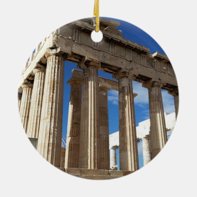 Landschaftliche Weihnachtsfeier in Athen Keramik Ornament (Hinten)