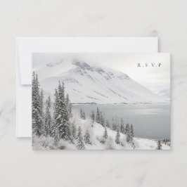 Landschaftliche Winterlandschaft Hochzeitsmahlzeit RSVP Karte