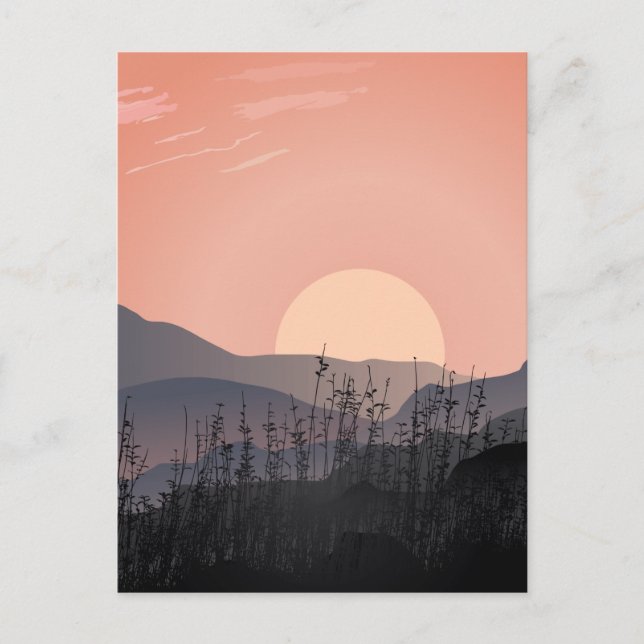 Landschaftlicher Ausblick auf den Sonnenuntergang  Postkarte (Vorderseite)