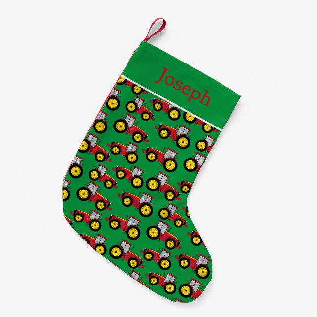 Landschaftlicher Bauer Niedliche Traktoren Landsch Kleiner Weihnachtsstrumpf (Vorderansicht (hängend))