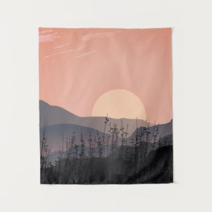 Landschaftlicher Blick auf Sonnenuntergang in eine Wandteppich