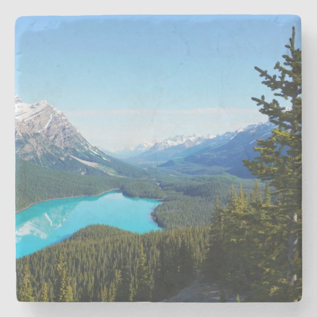 Landschaftlicher Canadian Blue Mountain Lake Pines Steinuntersetzer (Vorderseite)