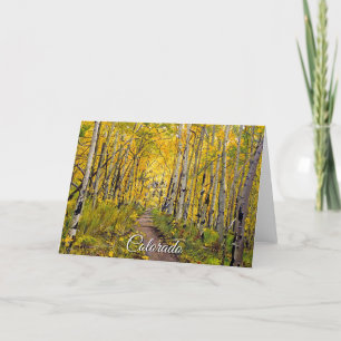 Landschaftlicher Herbstweg durch Aspen-Baumwald Karte