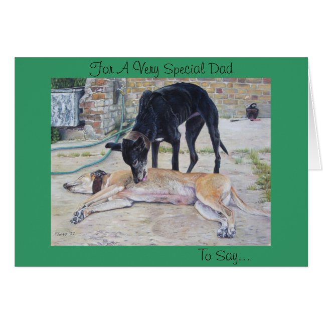 landschaftlicher Hof mit Windhunden (Vorderseite (Horizontal))