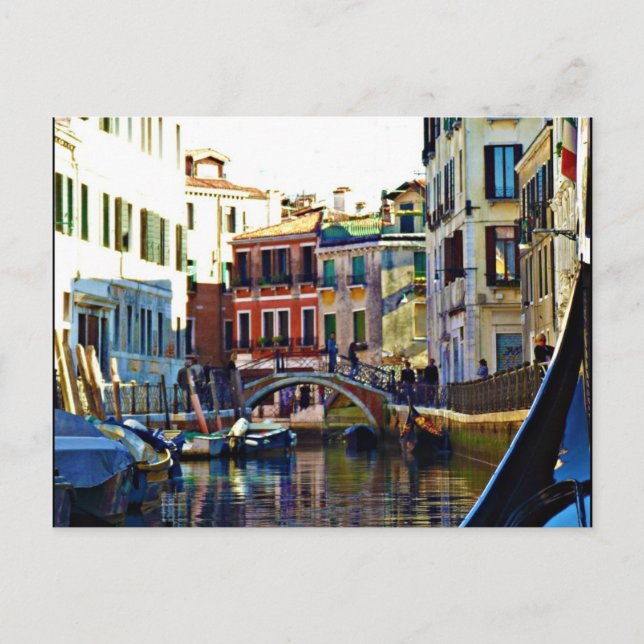 Landschaftlicher italienischer Gondelkanal Postkarte (Vorderseite)