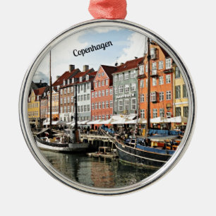 Landschaftlicher Kanal in Kopenhagen Silbernes Ornament