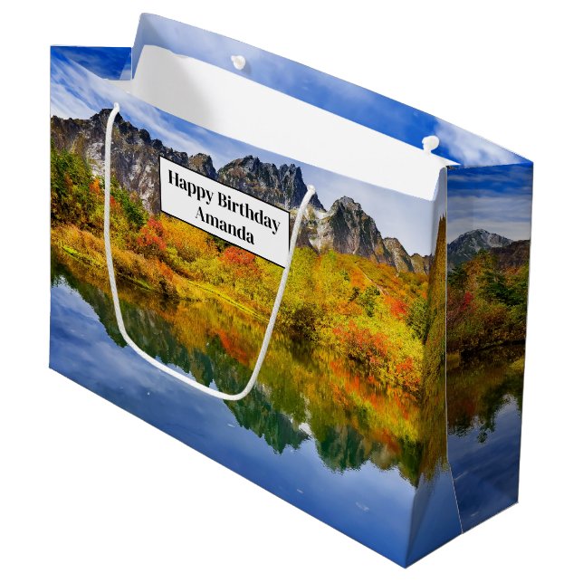 Landschaftlicher Landschaftswald und Gebirge Gebur Große Geschenktüte (Vorderseite Schrägansicht)