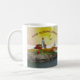 Landschaftlicher Leuchtturm Seascape Name Kaffeetasse