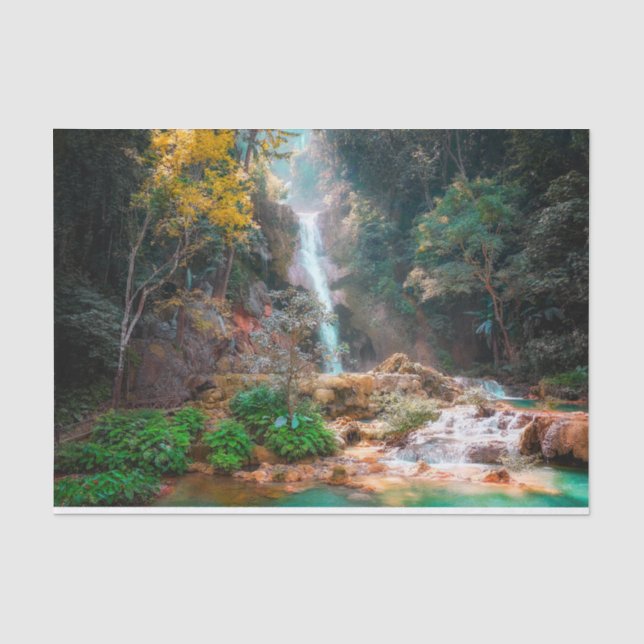 Landschaftlicher Naturfantasy-Wasserfall Seidenpapier (Vorderseite)